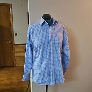 Michael Kors Light Blue Grid Men's Shirt